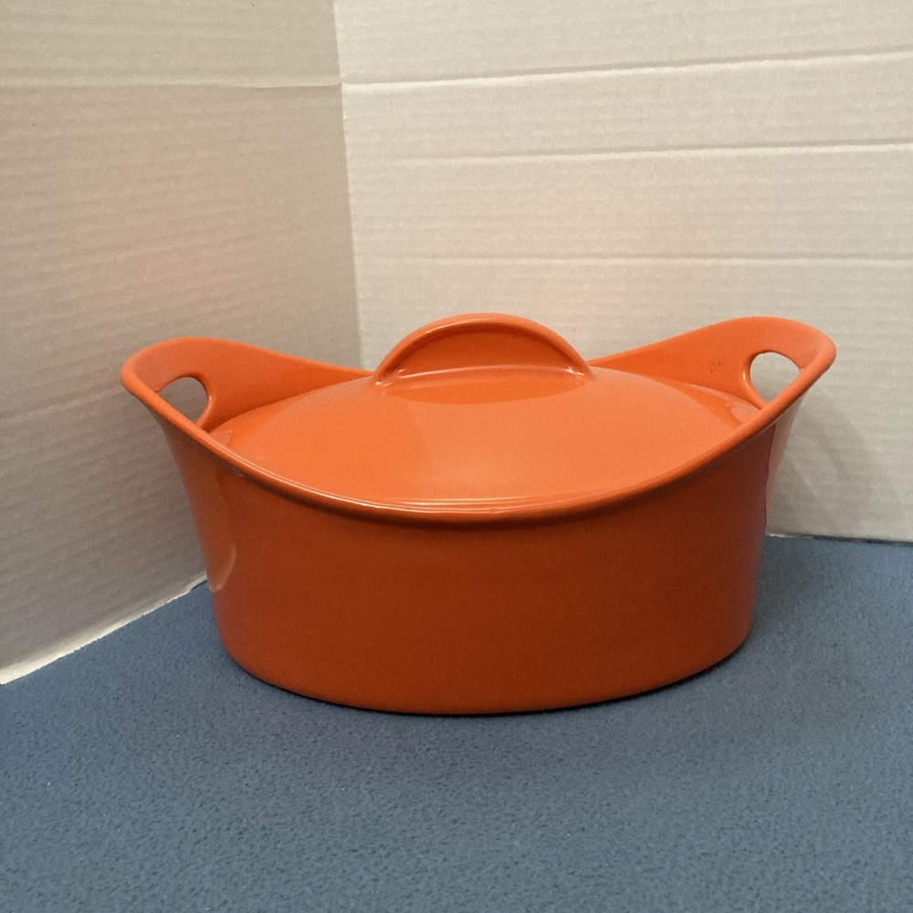 Rachael Ray Orange 4.25 Qt Stoneware Casserole Dish with Matching Lid & Handles